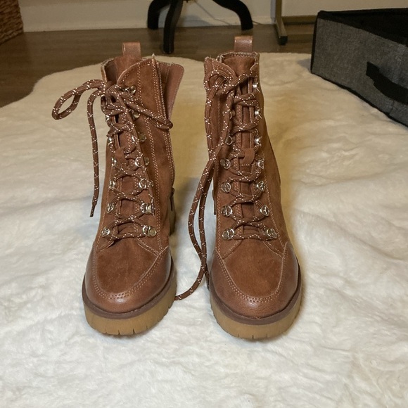 Brown Lace-Up Ankle Boots - Picture 2 of 5
